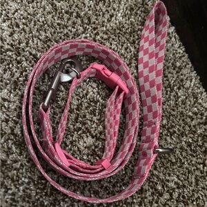 Top Paw Pink Checkered Dog Leash/Collar Set